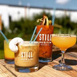 several drinks sitting on a table
