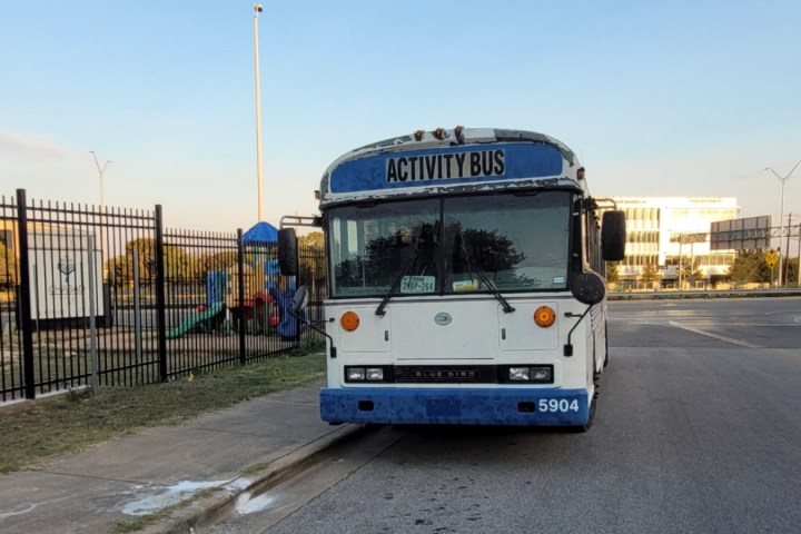 a bus that is parked on the side of a road